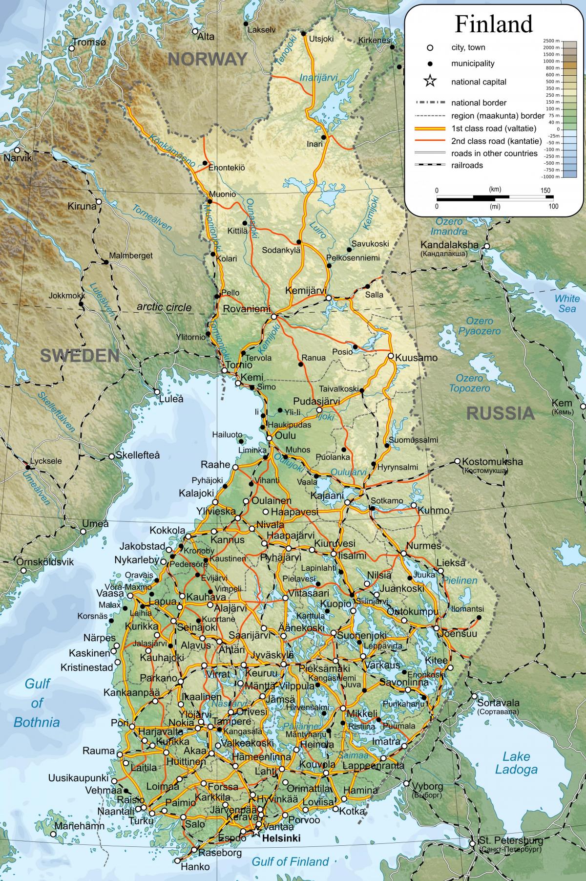 Karte detaillierte Karte Finnland