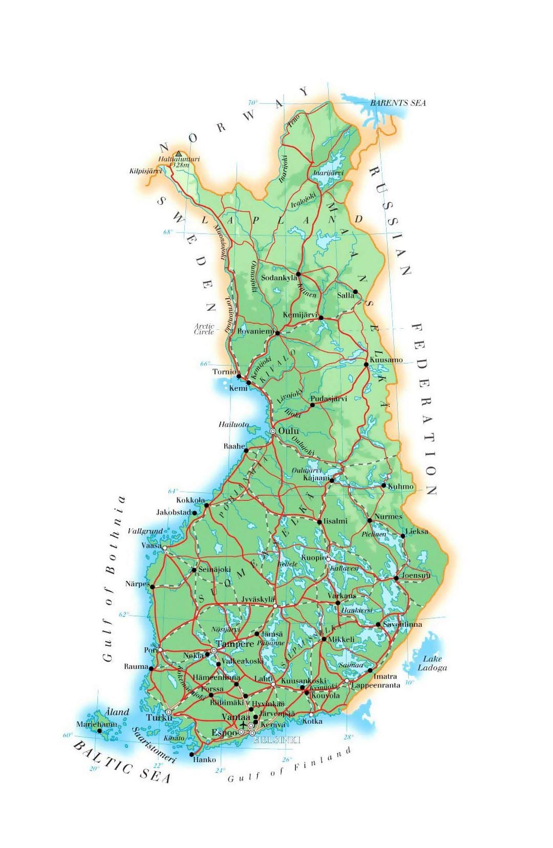 Karte von Finnland elevation