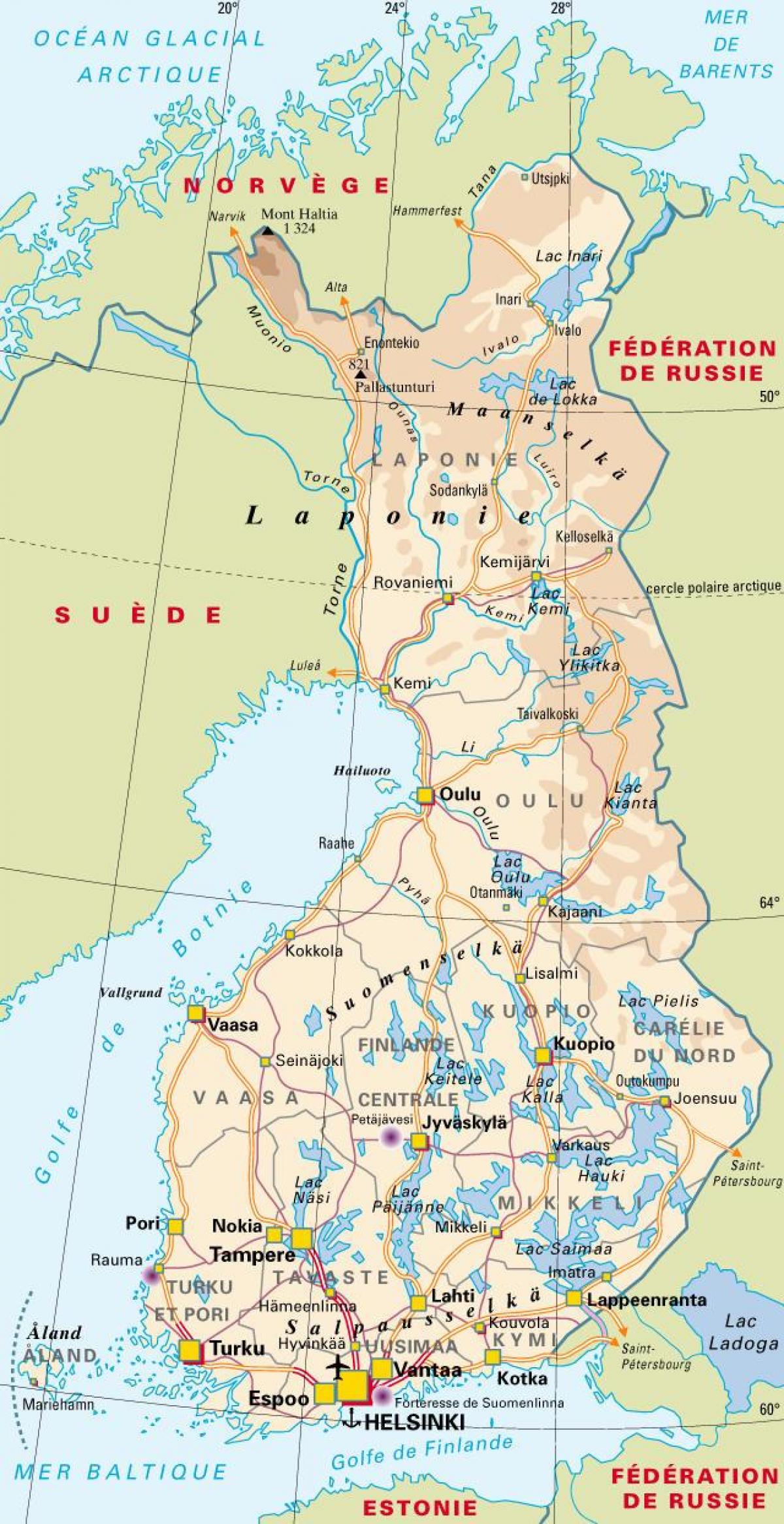Karte von Finnland national parks