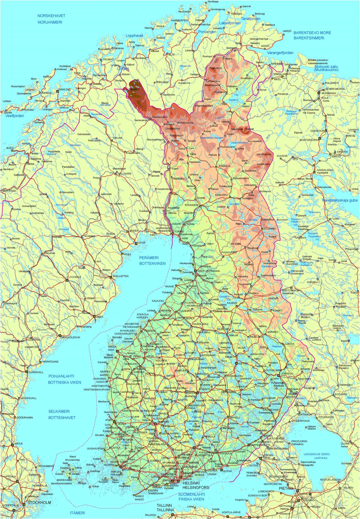 Karte von Finnland-Straße