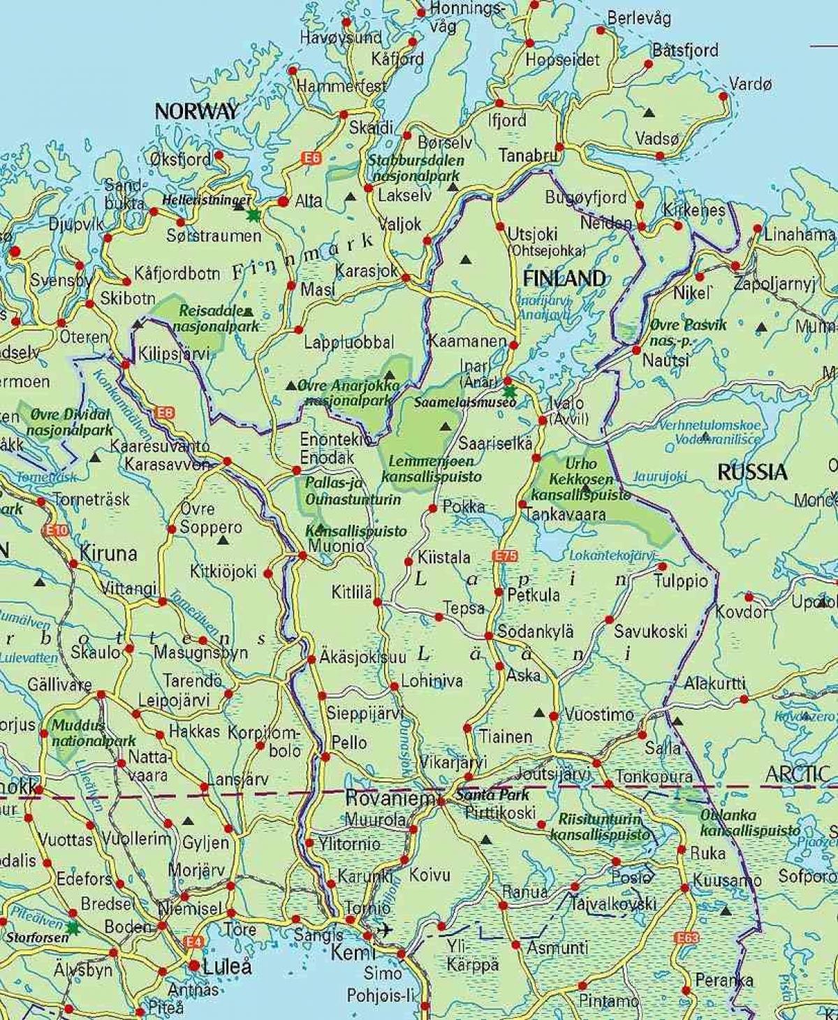 Karte von Finnland Wandern