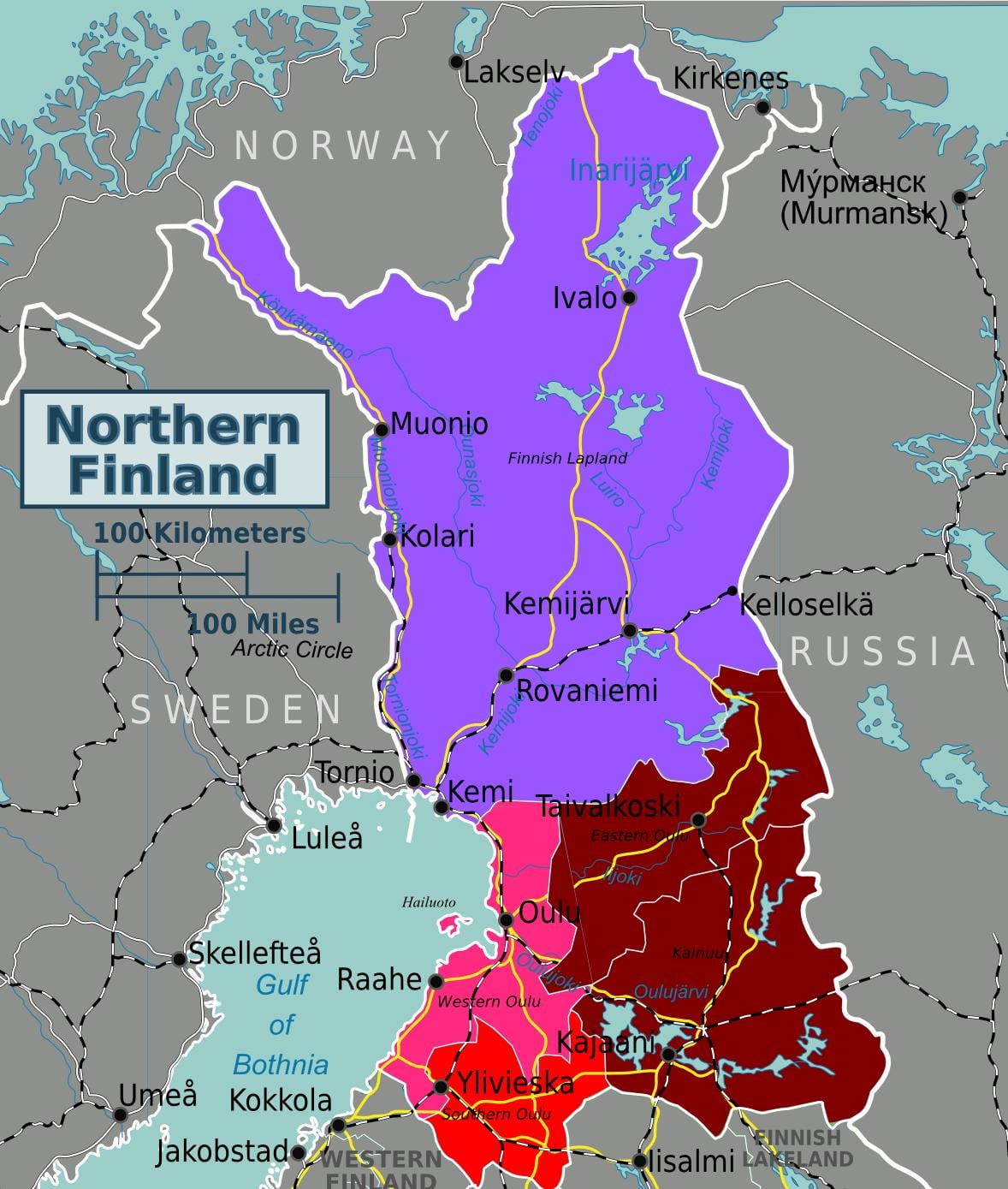 Karte von Nord-Finnland