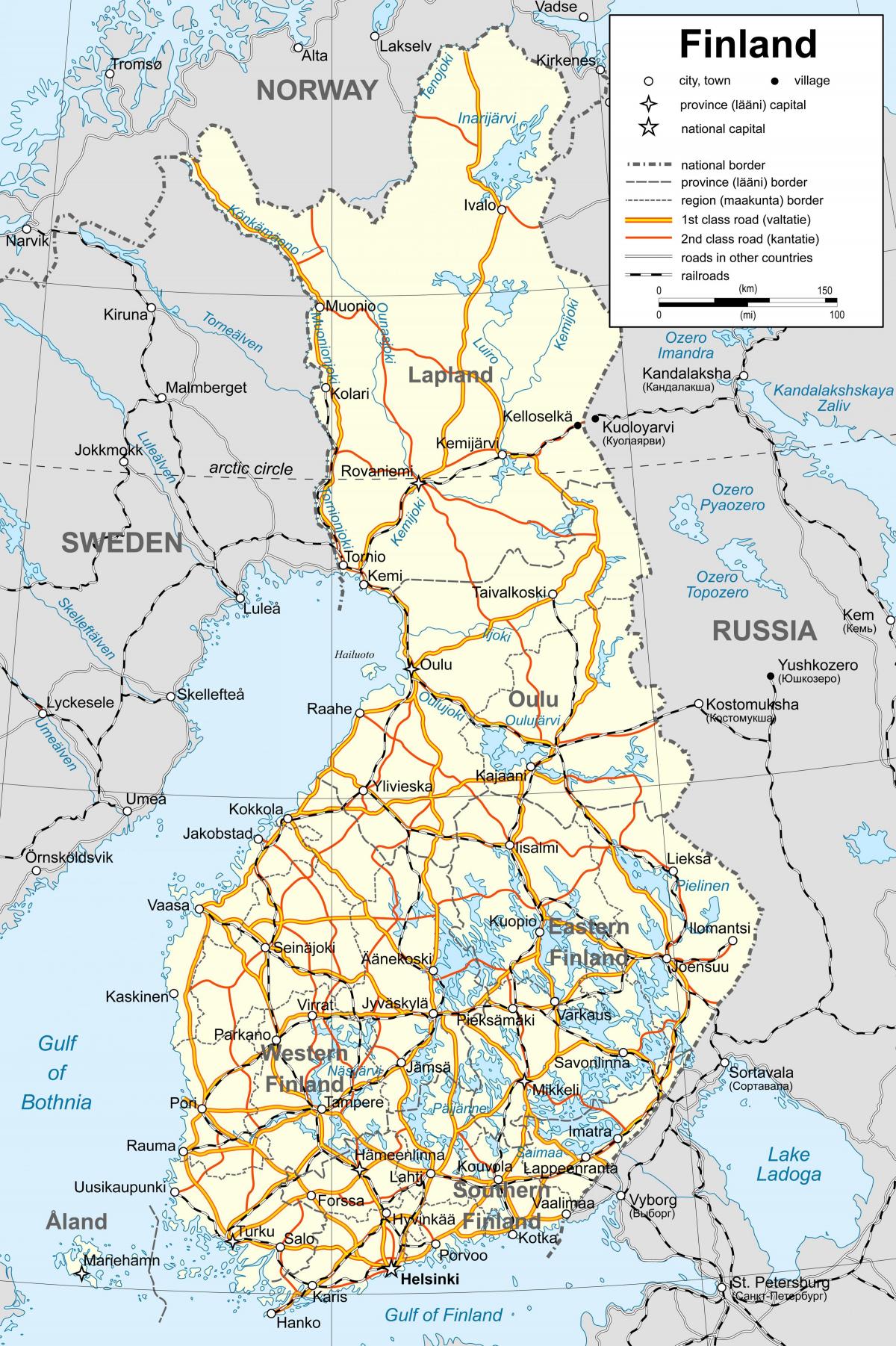 Finnland politischen Landkarte - Karte von Finnland politischen (Europa