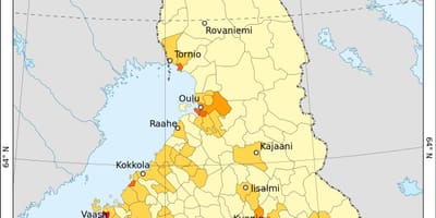 Finnland Bevölkerung Dichte Karte