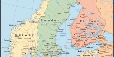Karte von Finnland und den umliegenden Ländern