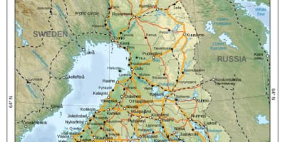 Karte von physischen Finnland